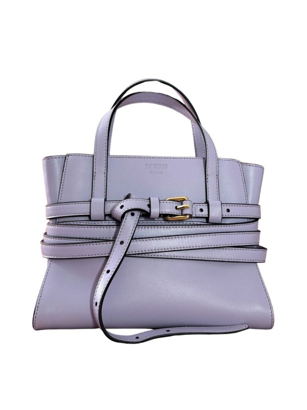 MOSCHINO Milano Tie Me Buckle Lilac Purple Bag NEW $1250 Small